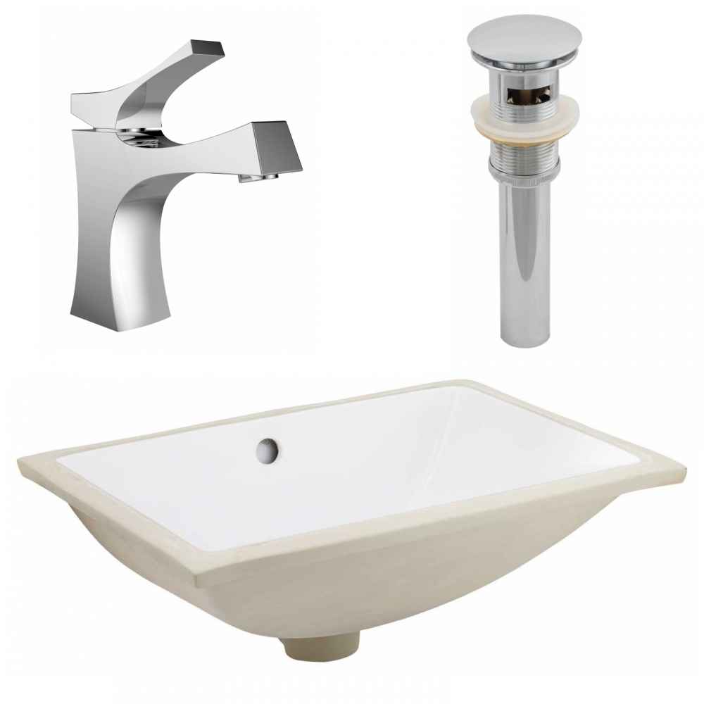 20.75-in. W CSA Rectangle Bathroom Undermount Sink Set In White - Chrome Hardware - Overflow Drain Incl.