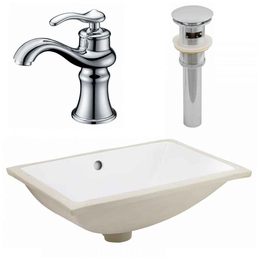 20.75-in. W CSA Rectangle Bathroom Undermount Sink Set In White - Chrome Hardware - Overflow Drain Incl.