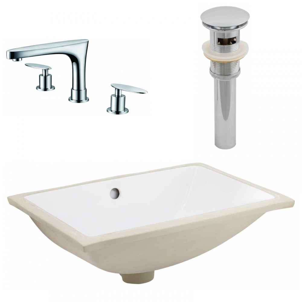 20.75-in. W CSA Rectangle Bathroom Undermount Sink Set In White - Chrome Hardware - Overflow Drain Incl.