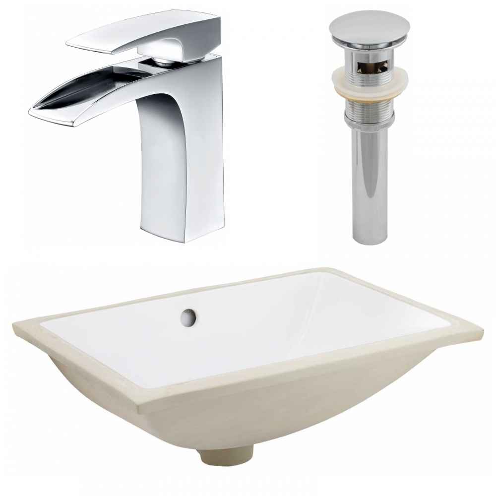 20.75-in. W CSA Rectangle Bathroom Undermount Sink Set In White - Chrome Hardware - Overflow Drain Incl.
