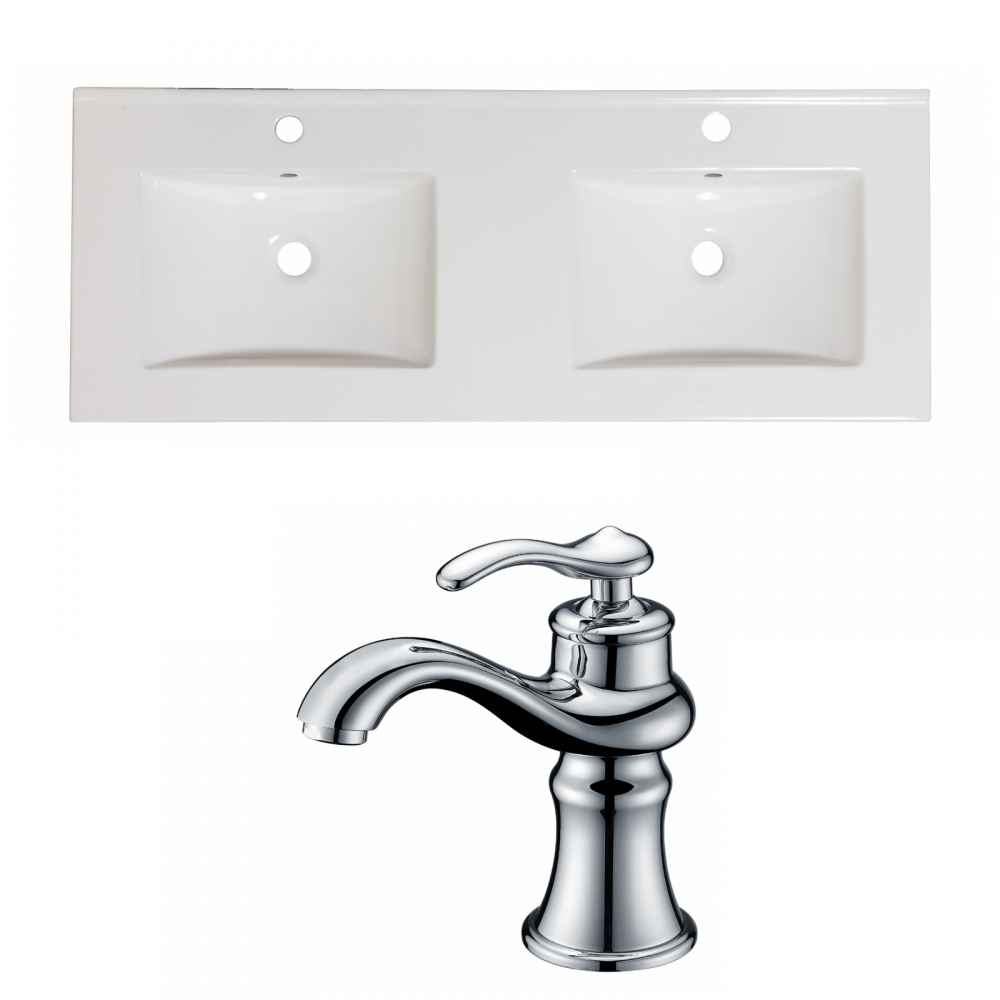 48-in. W 1 Hole Ceramic Top Set In White Color