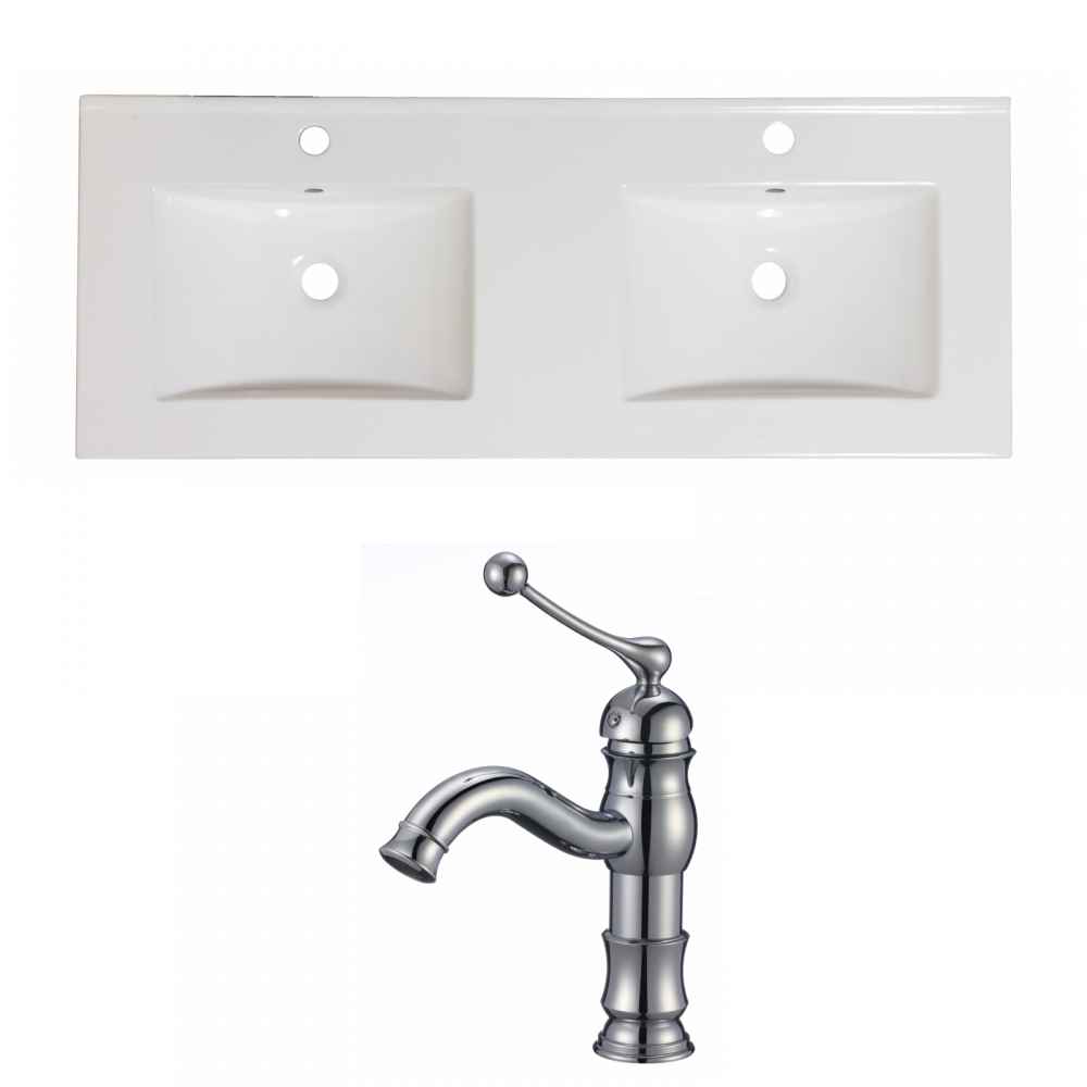 48-in. W 1 Hole Ceramic Top Set In White Color