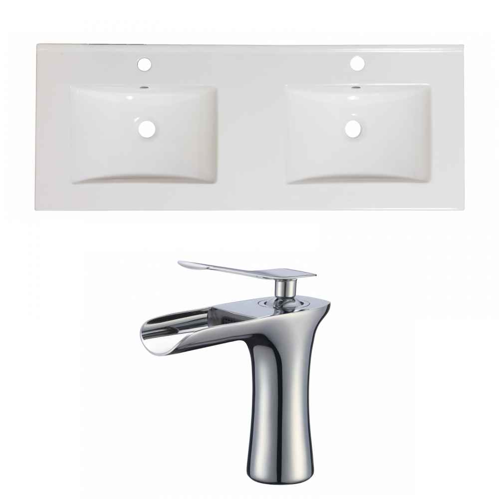 48-in. W 1 Hole Ceramic Top Set In White Color