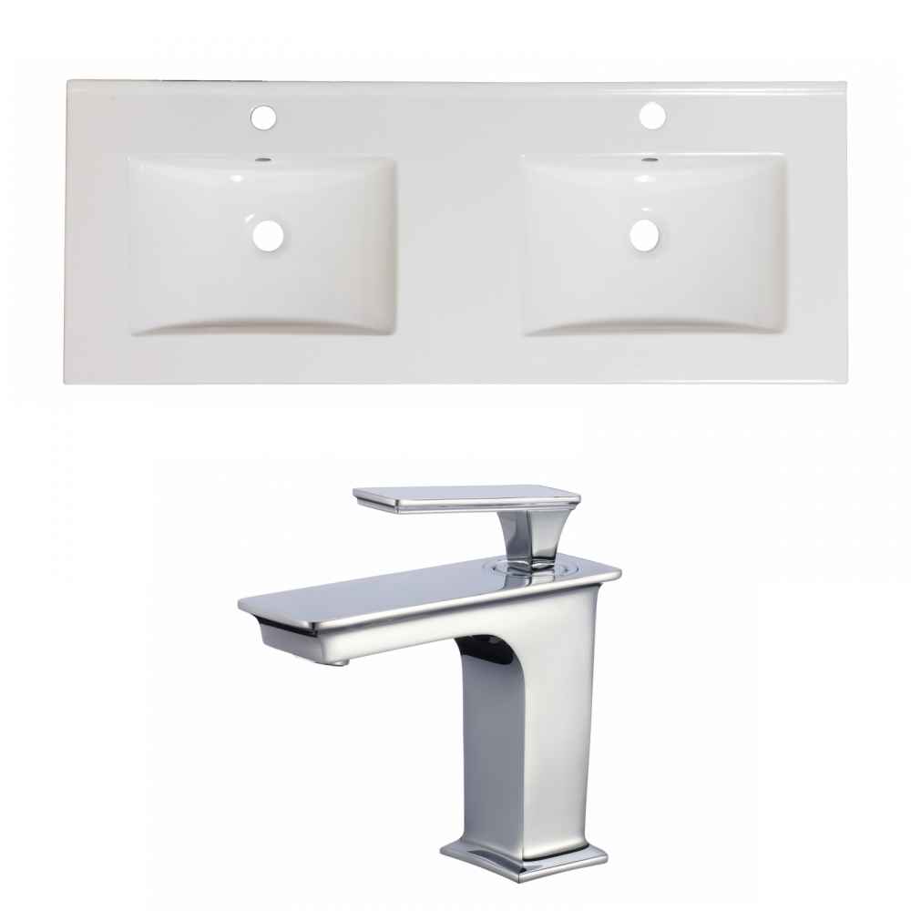 48-in. W 1 Hole Ceramic Top Set In White Color