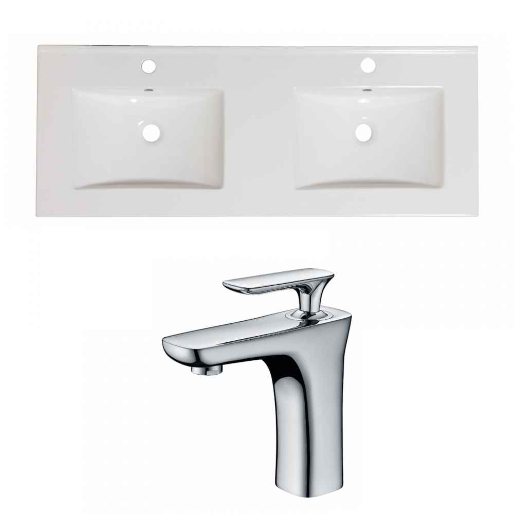 59-in. W 1 Hole Ceramic Top Set In White Color