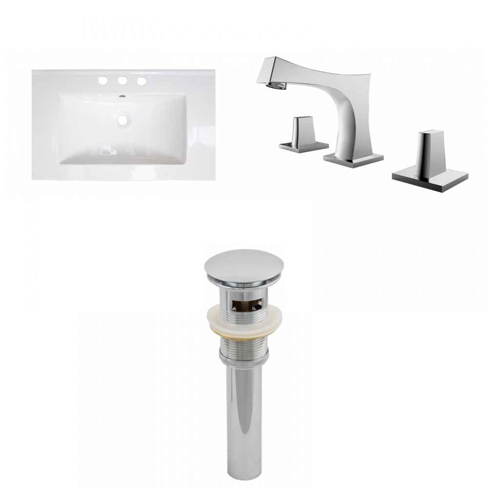 32-in. W 3H8-in. Ceramic Top Set In White Color - Overflow Drain Incl.