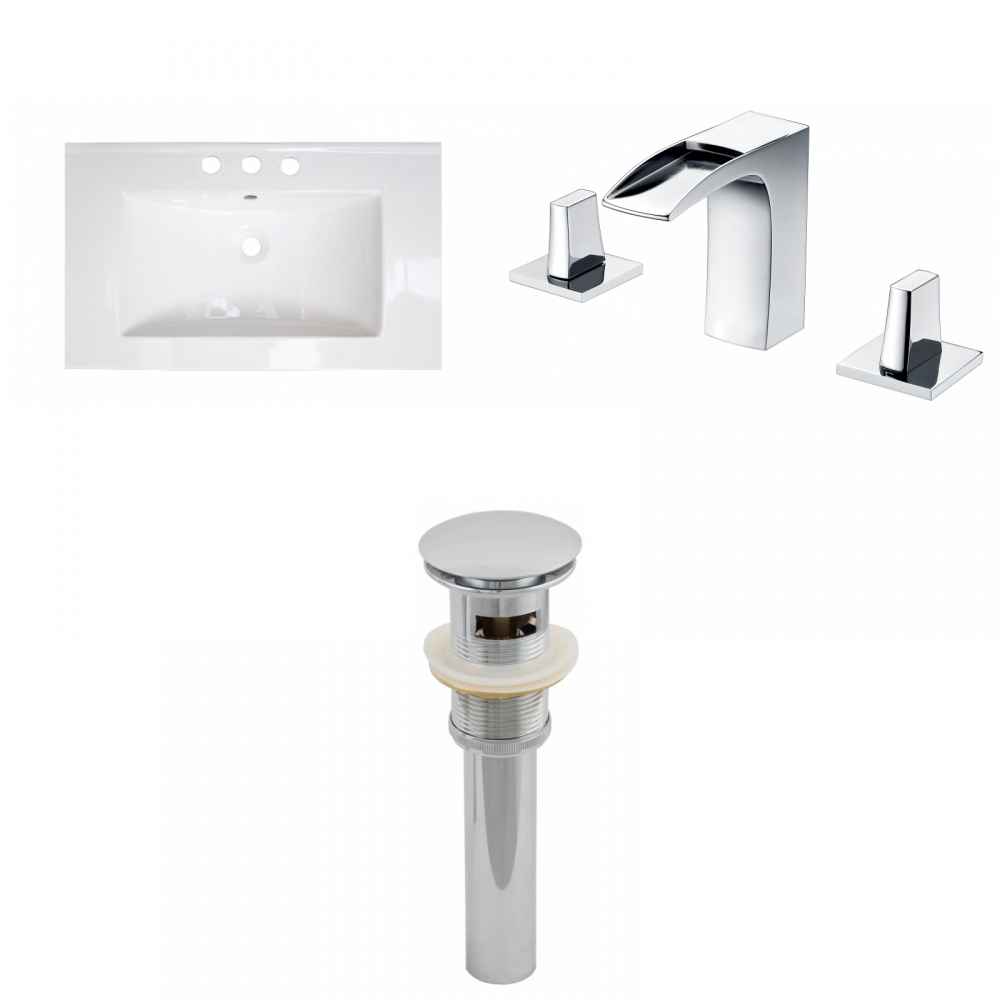 32-in. W 3H8-in. Ceramic Top Set In White Color - Overflow Drain Incl.