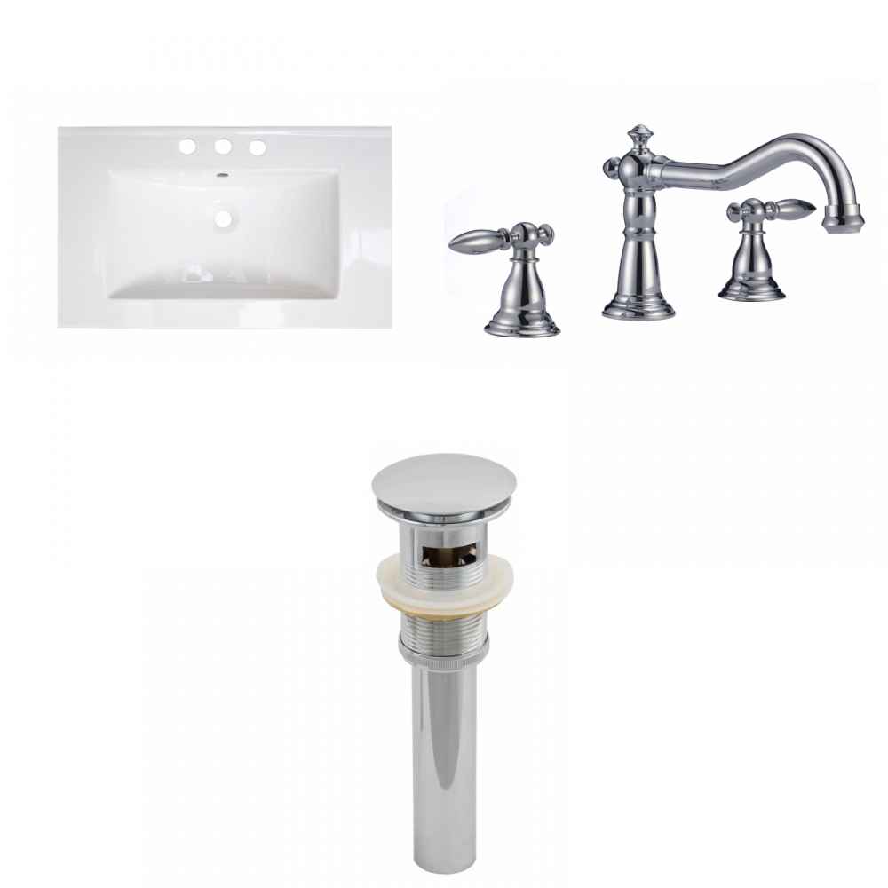 32-in. W 3H8-in. Ceramic Top Set In White Color - Overflow Drain Incl.