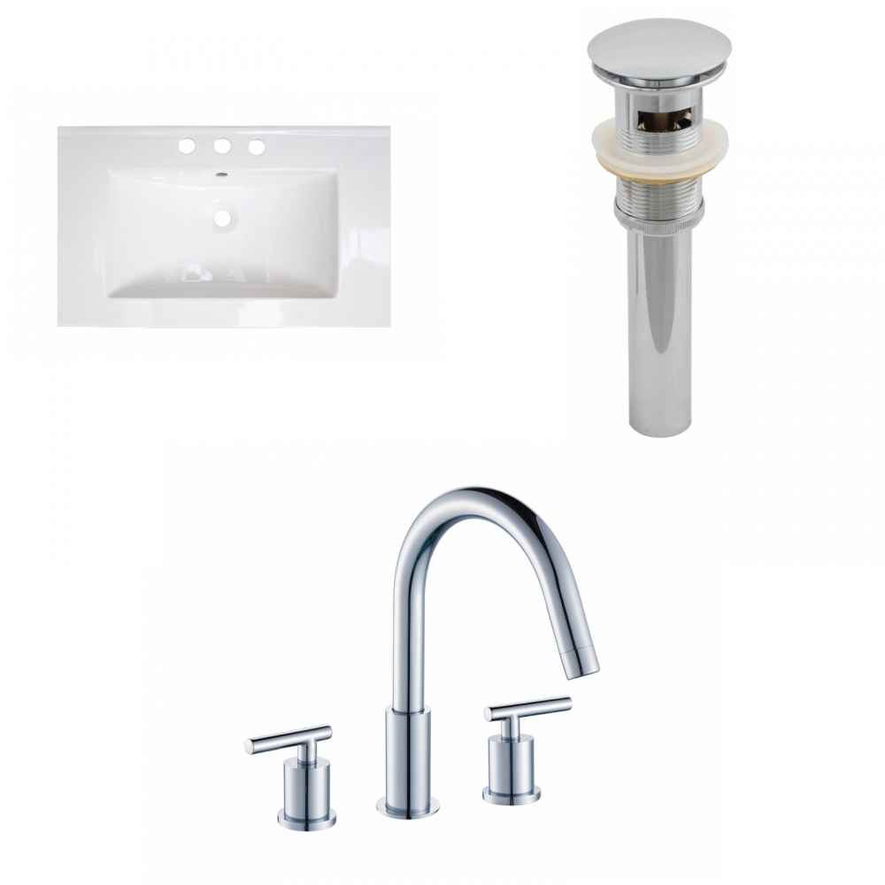 32-in. W 3H8-in. Ceramic Top Set In White Color - Overflow Drain Incl.