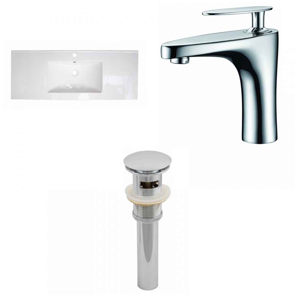 48-in. W 1 Hole Ceramic Top Set In White Color - Overflow Drain Incl.