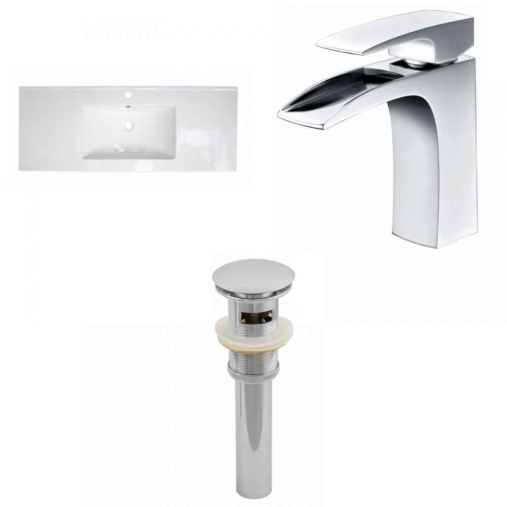 48-in. W 1 Hole Ceramic Top Set In White Color - Overflow Drain Incl.