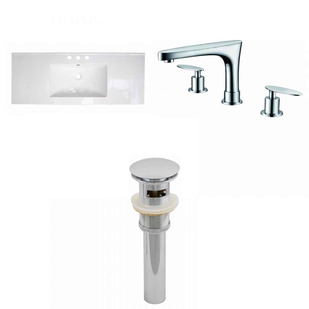 48-in. W 3H8-in. Ceramic Top Set In White Color - Overflow Drain Incl.