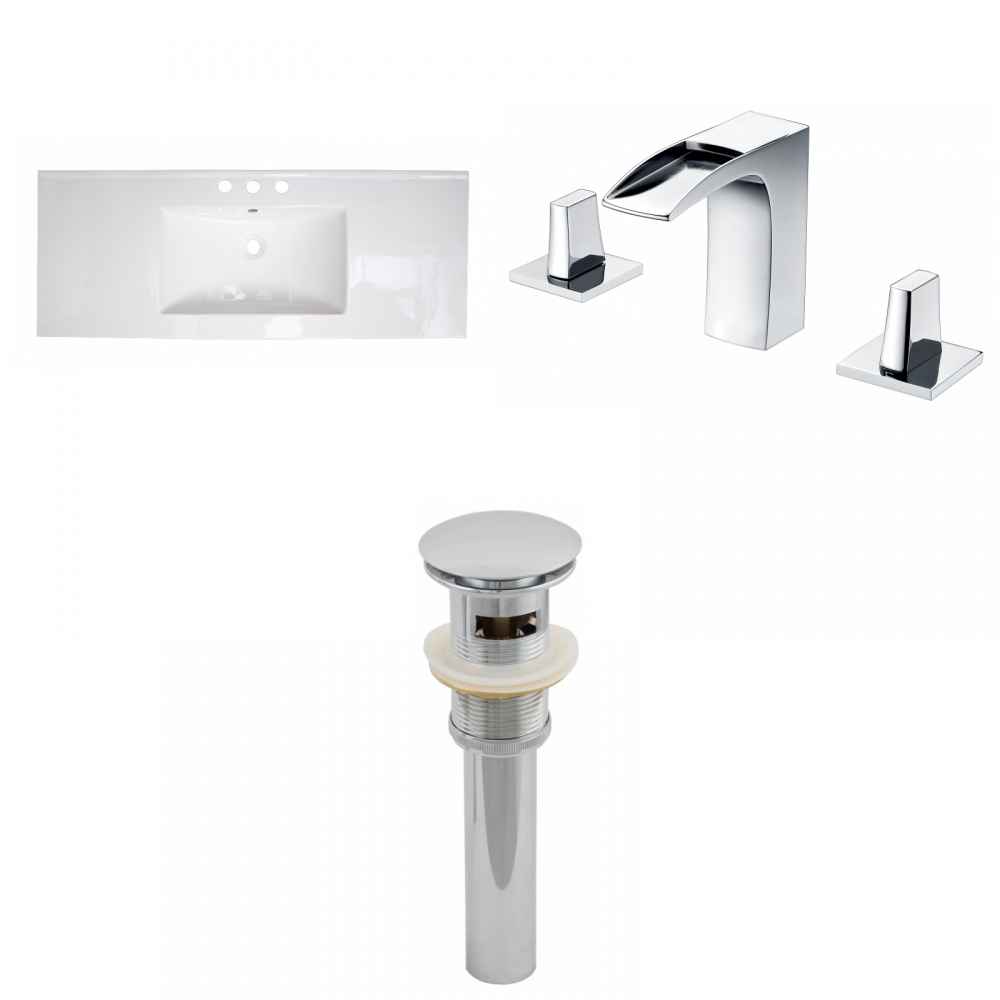 48-in. W 3H8-in. Ceramic Top Set In White Color - Overflow Drain Incl.