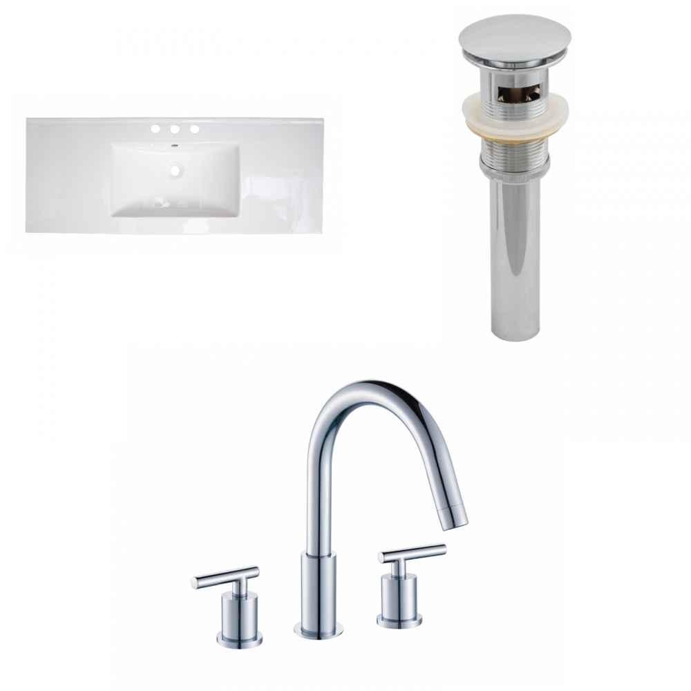 48-in. W 3H8-in. Ceramic Top Set In White Color - Overflow Drain Incl.