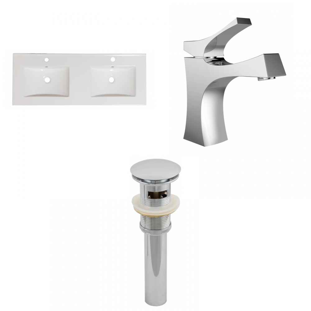 48-in. W 1 Hole Ceramic Top Set In White Color - Overflow Drain Incl.