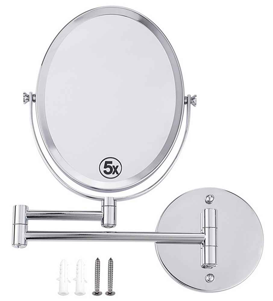16.95-in. x 13-in. Stainless Steel Wall Mount Magnifying Mirror In Chrome