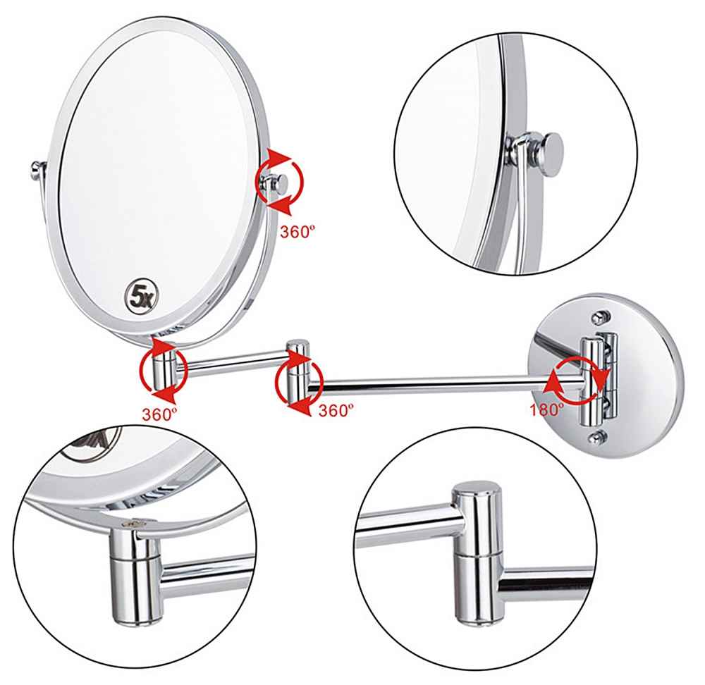 16.95-in. x 13-in. Stainless Steel Wall Mount Magnifying Mirror In Chrome