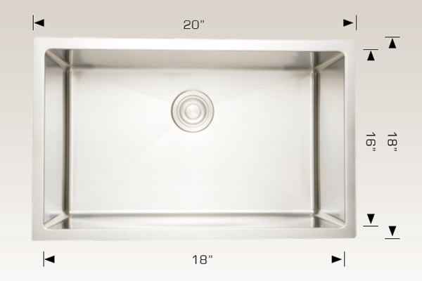 20-in. W CSA Approved Stainless Steel Kitchen Sink With 1 Bowl And 18 Gauge