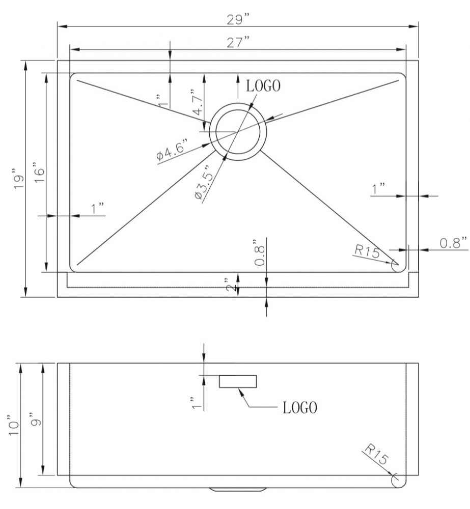 29-in. W CSA Approved Stainless Steel Kitchen Sink With 1 Bowl And 16 Gauge