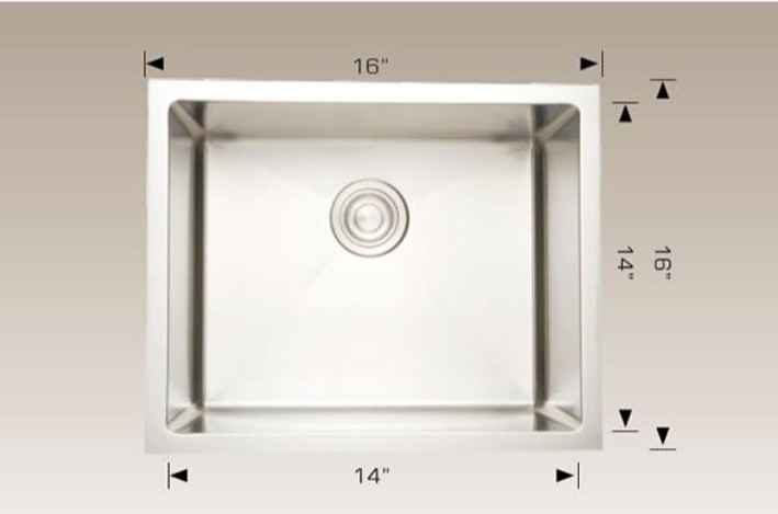 16-in. W CSA Approved Stainless Steel Kitchen Sink With 1 Bowl And 18 Gauge