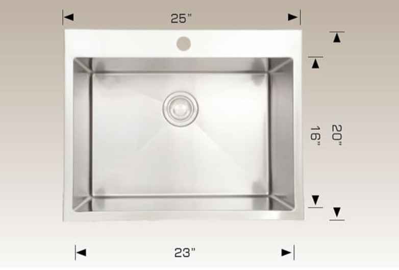 25-in. W CSA Approved Stainless Steel Kitchen Sink With 1 Bowl And 18 Gauge