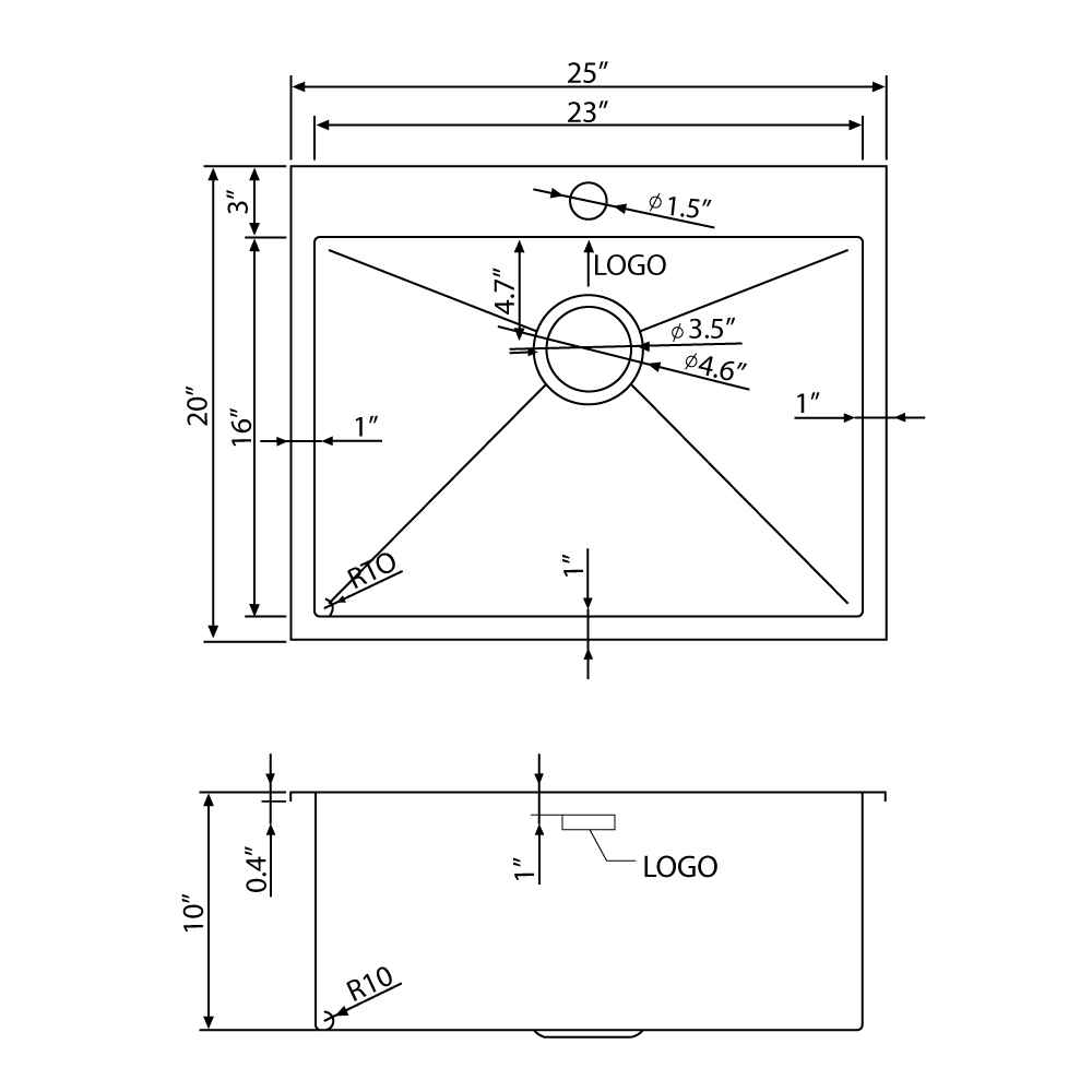 25-in. W CSA Approved Stainless Steel Kitchen Sink With 1 Bowl And 18 Gauge