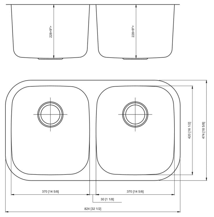 32.25-in. W CSA Approved Stainless Steel Kitchen Sink With 2 Bowl And 18 Gauge