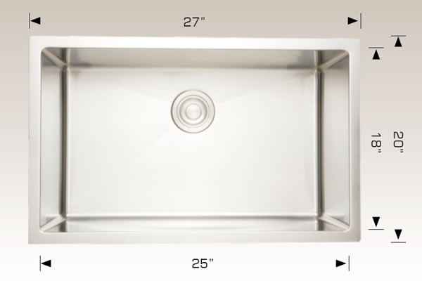 27-in. W CSA Approved Chrome Laundry Sink With 1 Bowl And 16 Gauge