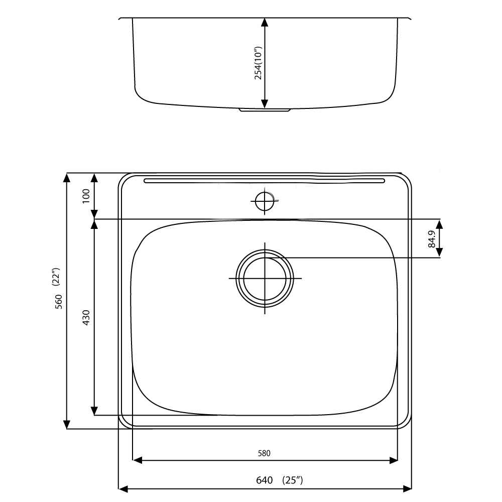 25-in. W CSA Approved Stainless Steel Kitchen Sink With 1 Bowl And 18 Gauge