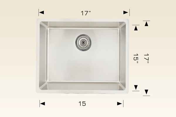 17-in. W CSA Approved Stainless Steel Kitchen Sink With 1 Bowl And 18 Gauge
