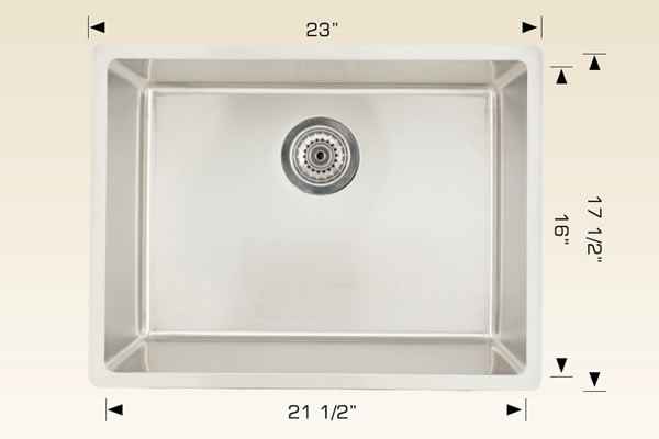 23-in. W CSA Approved Stainless Steel Kitchen Sink With 1 Bowl And 18 Gauge