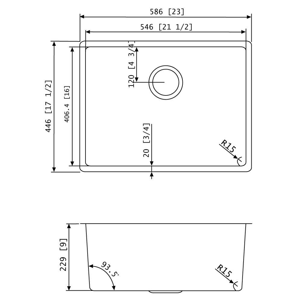 23-in. W CSA Approved Stainless Steel Kitchen Sink With 1 Bowl And 18 Gauge