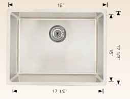 19-in. W CSA Approved Stainless Steel Kitchen Sink With 1 Bowl And 18 Gauge