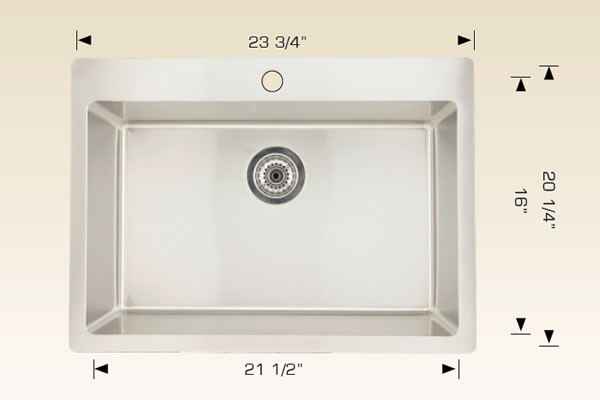 23.75-in. W CSA Approved Stainless Steel Kitchen Sink With 1 Bowl And 18 Gauge
