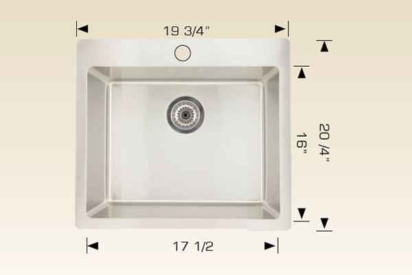 19.75-in. W CSA Approved Stainless Steel Kitchen Sink With 1 Bowl And 18 Gauge