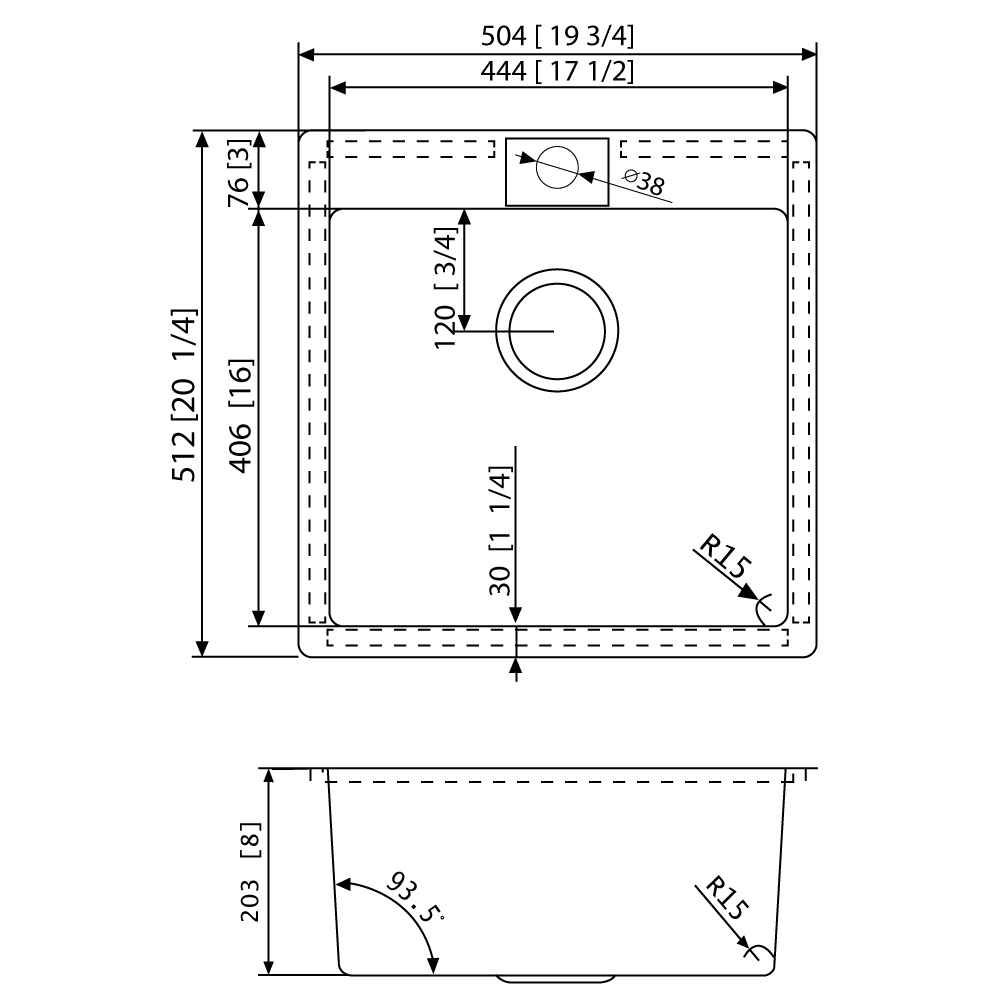 19.75-in. W CSA Approved Stainless Steel Kitchen Sink With 1 Bowl And 18 Gauge