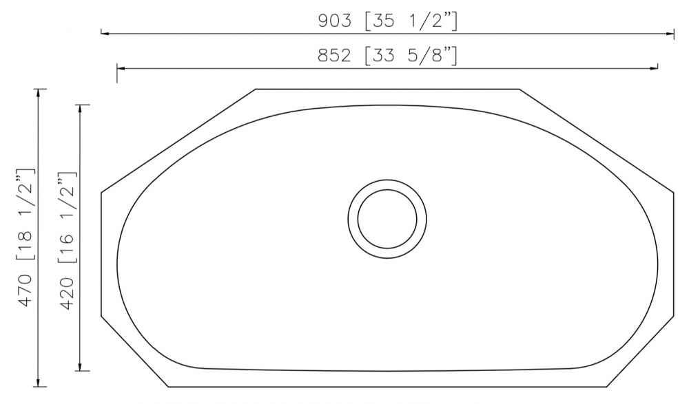 35.5-in. W CSA Approved Stainless Steel Kitchen Sink With 1 Bowl And 18 Gauge