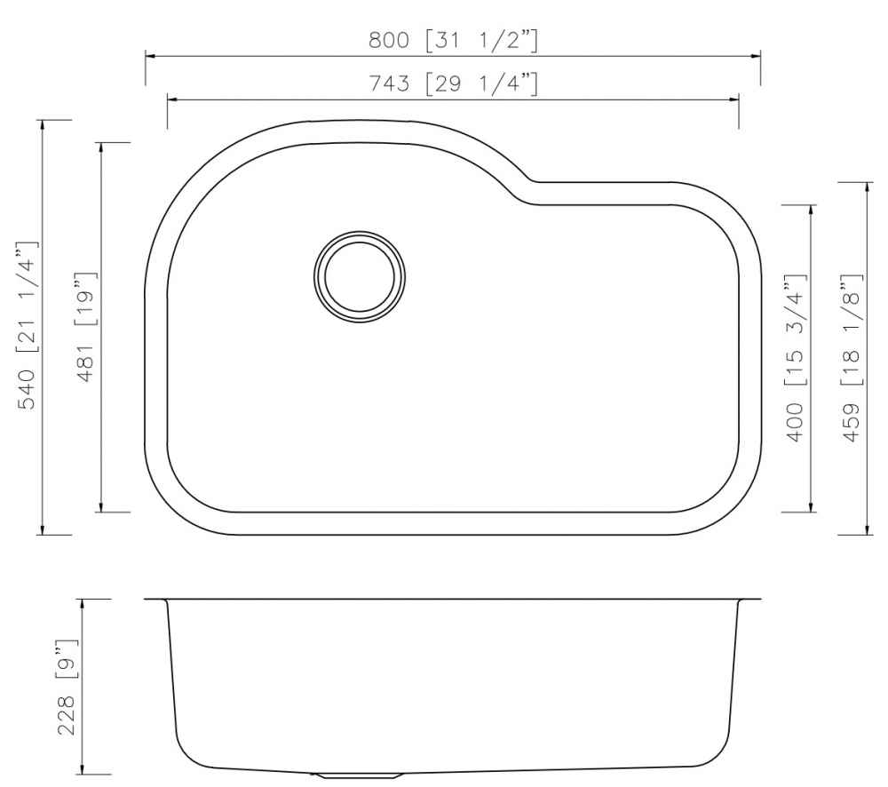31.125-in. W CSA Approved Stainless Steel Kitchen Sink With 1 Bowl And 18 Gauge