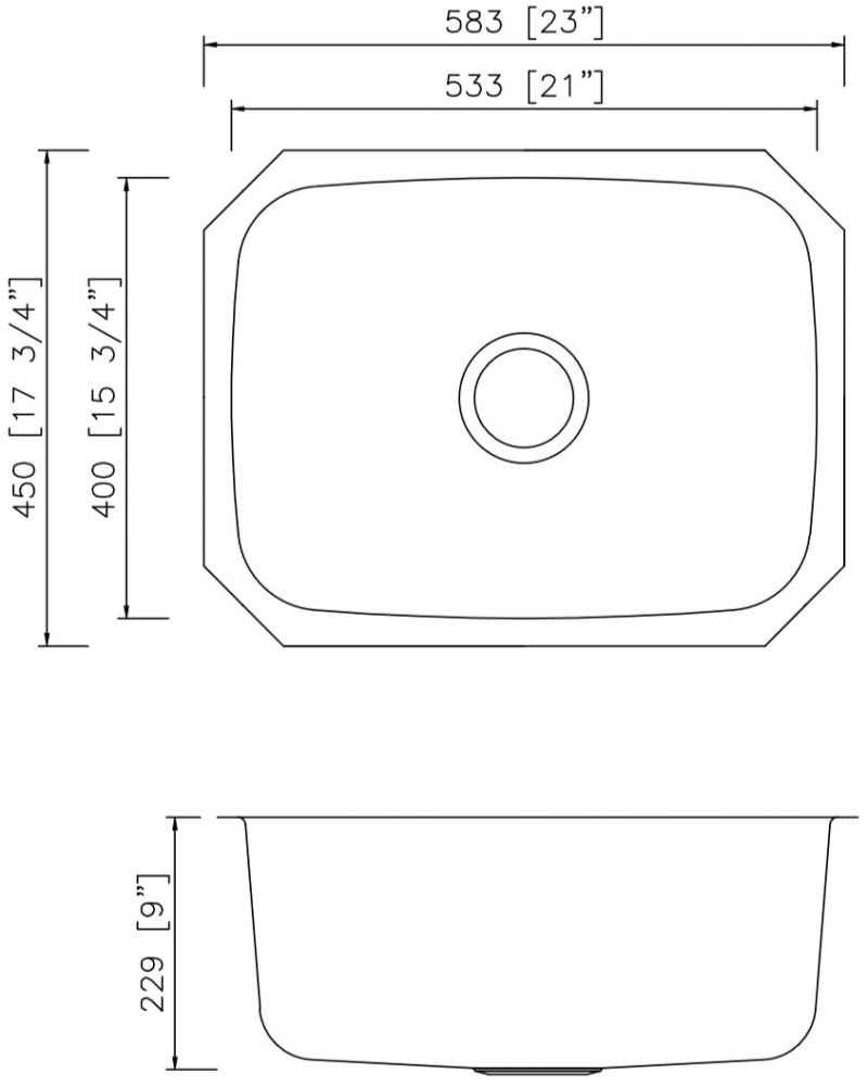 23-in. W CSA Approved Stainless Steel Kitchen Sink With 1 Bowl And 18 Gauge