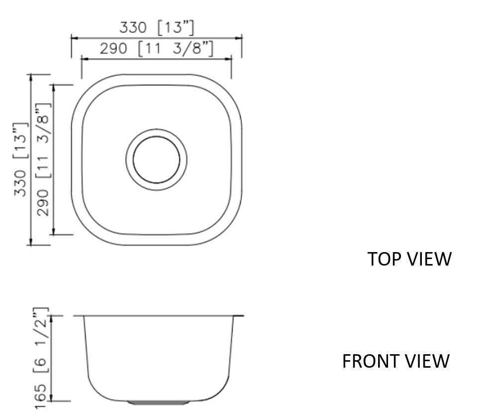 13-in. W CSA Approved Stainless Steel Kitchen Sink With 1 Bowl And 18 Gauge