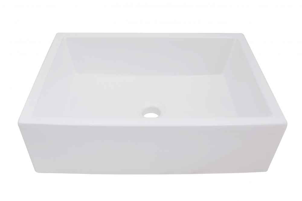 20-in. x 14.125-in. Rectangle Bathroom Vessel Sink White Enamel Glaze