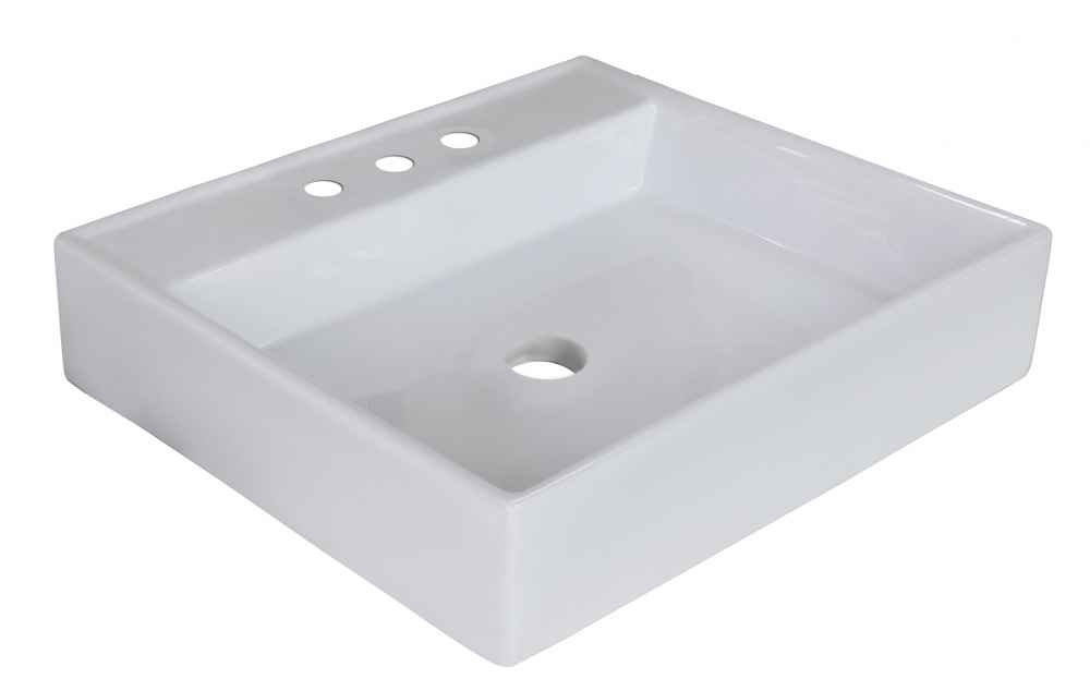 17-in. x 17-in. Square Bathroom Vessel Sink White Enamel Glaze