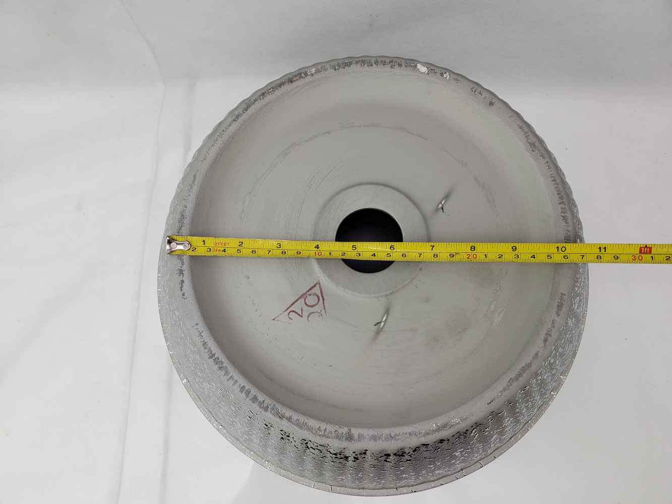14.09-in. x 14.09-in. Round Bathroom Vessel Sink Silver Enamel Glaze
