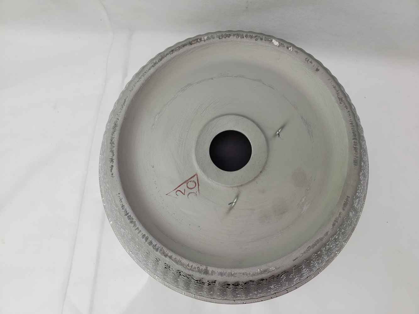 14.09-in. x 14.09-in. Round Bathroom Vessel Sink Silver Enamel Glaze