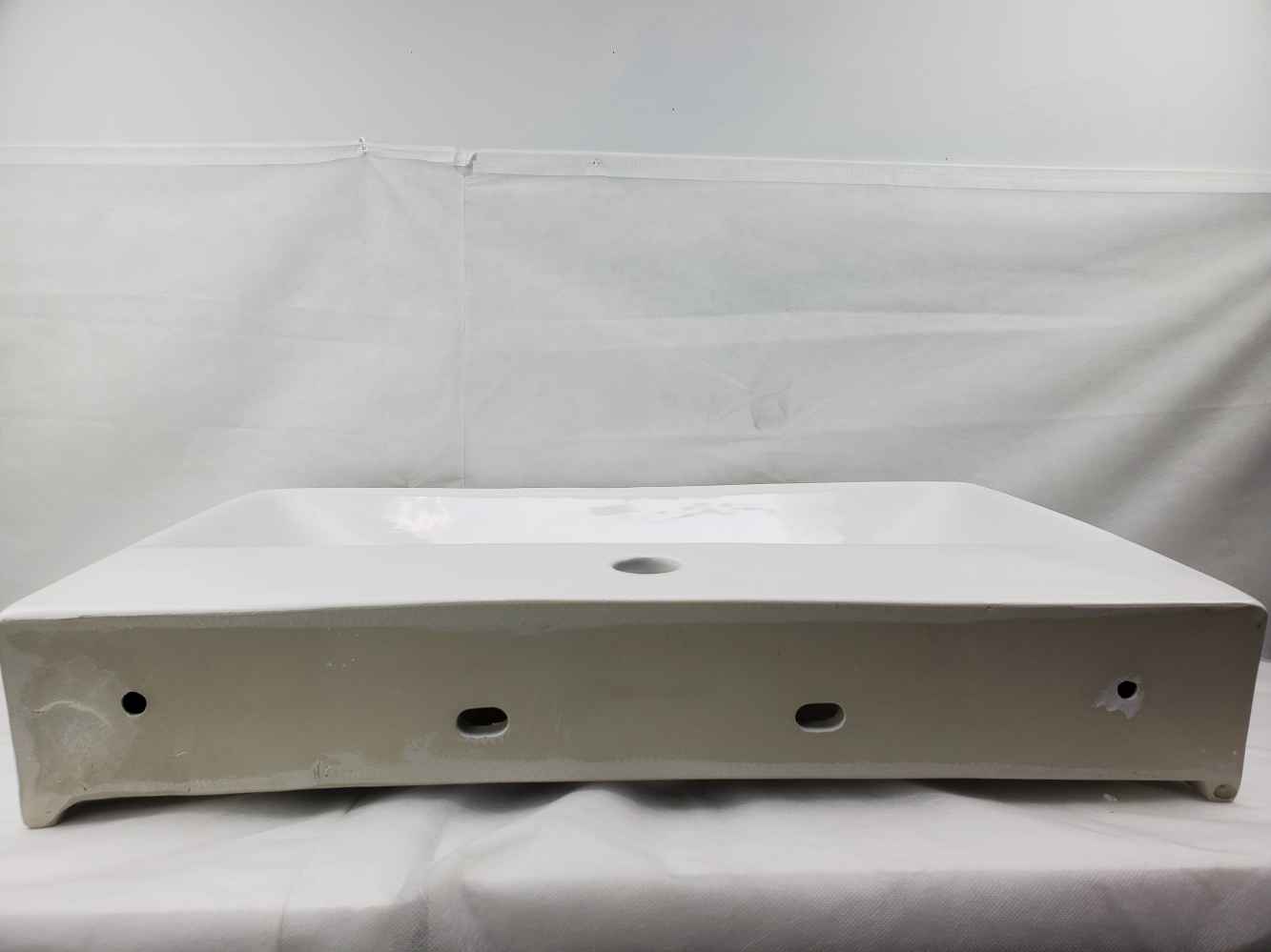 23.81-in. x 13.97-in. Rectangle Bathroom Vessel Sink White Enamel Glaze