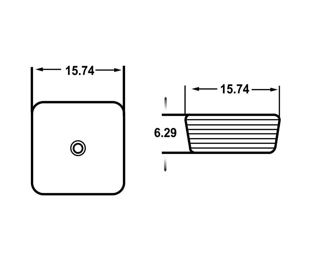 15.74-in. x 15.74-in. Square Bathroom Vessel Sink White Enamel Glaze