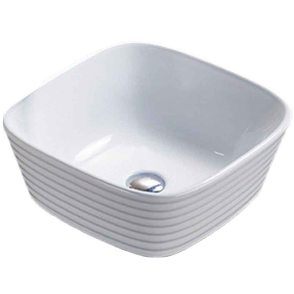 15.74-in. x 15.74-in. Unique Bathroom Vessel Sink White Enamel Glaze