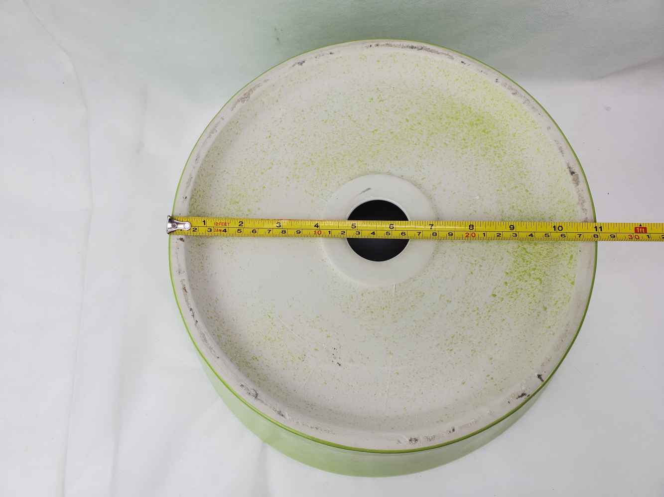 14.09-in. x 14.09-in. Round Bathroom Vessel Sink Olive-White Enamel Glaze