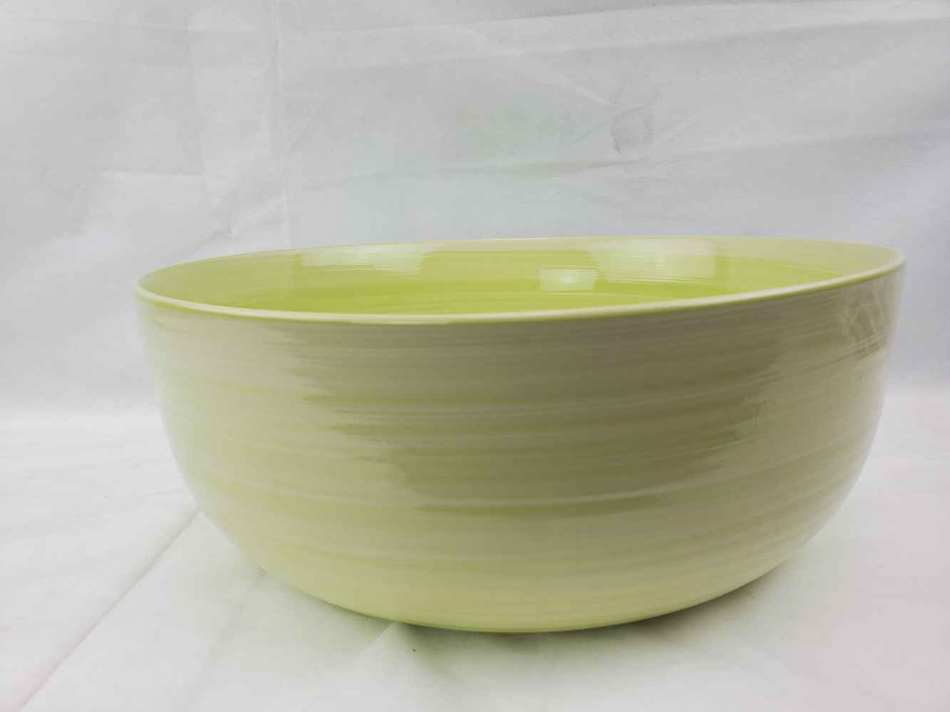 14.09-in. x 14.09-in. Round Bathroom Vessel Sink Olive Swirl Enamel Glaze