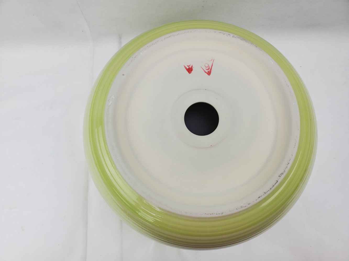 14.09-in. x 14.09-in. Round Bathroom Vessel Sink Olive Swirl Enamel Glaze